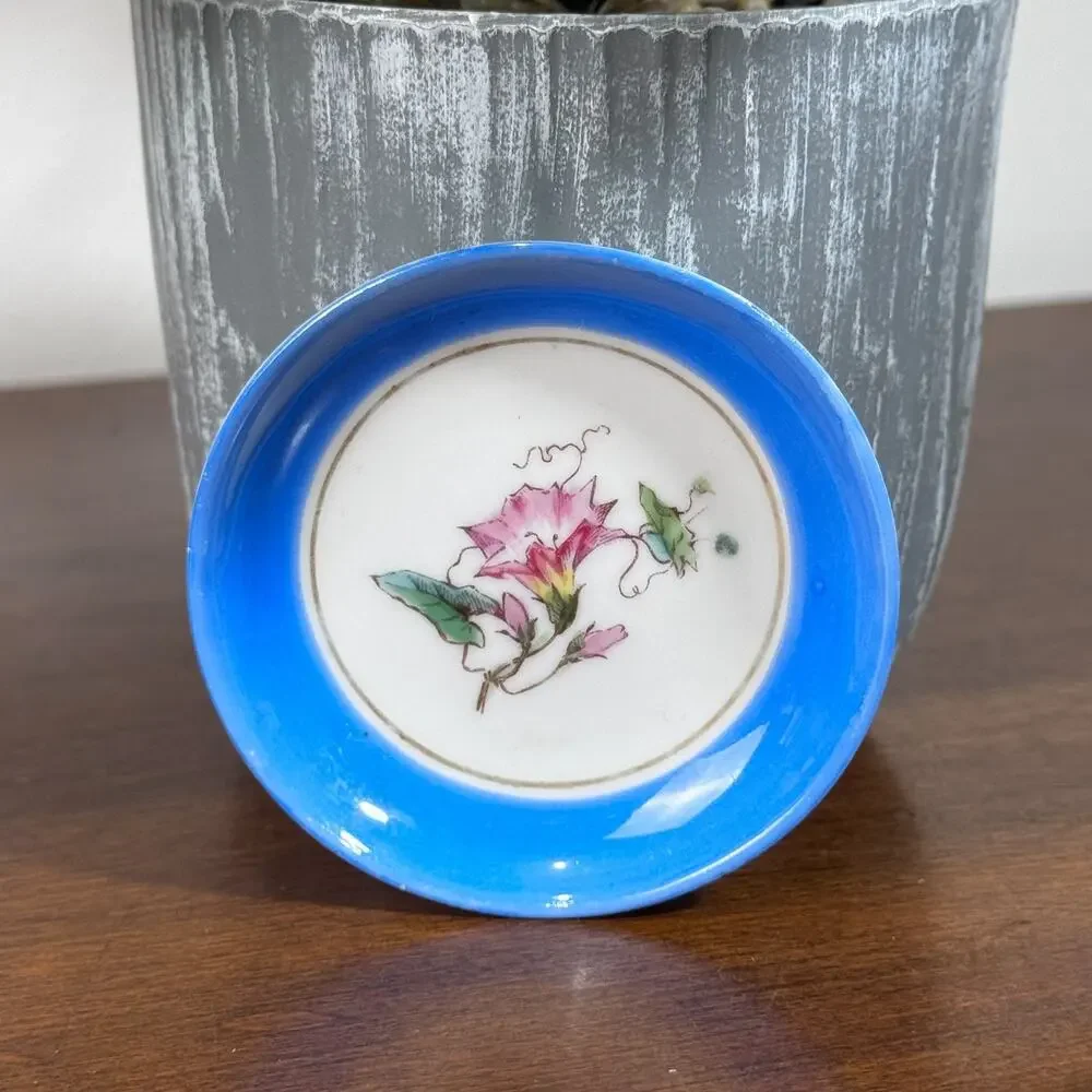 Antique Haviland & Co Limoges Butter Pat Hand Painted Floral Blue Flower 2.75